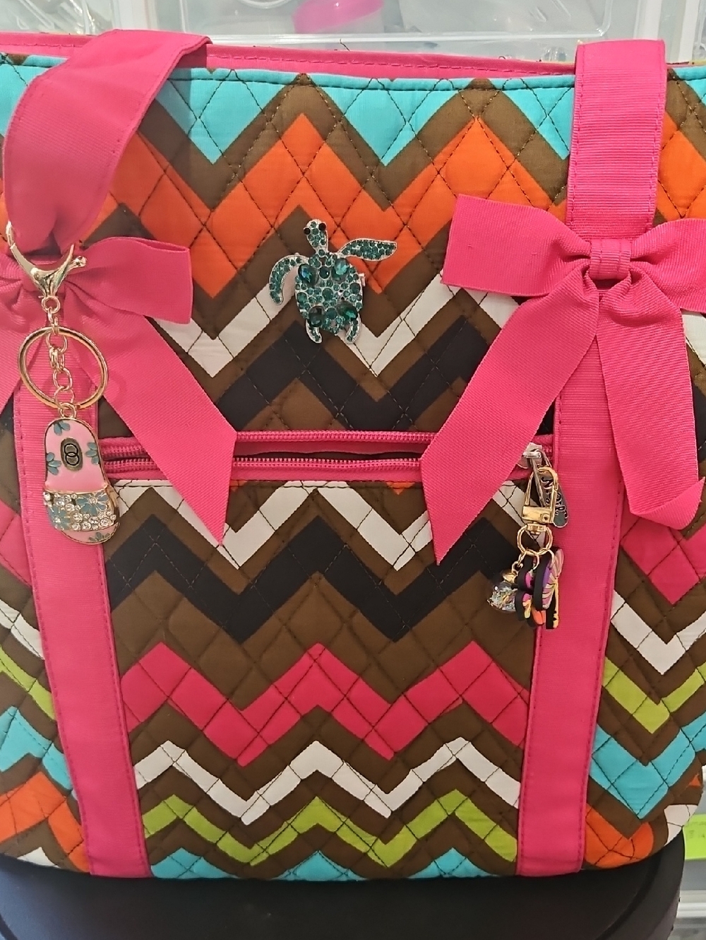 Boutique Multicolor Chevron Tote